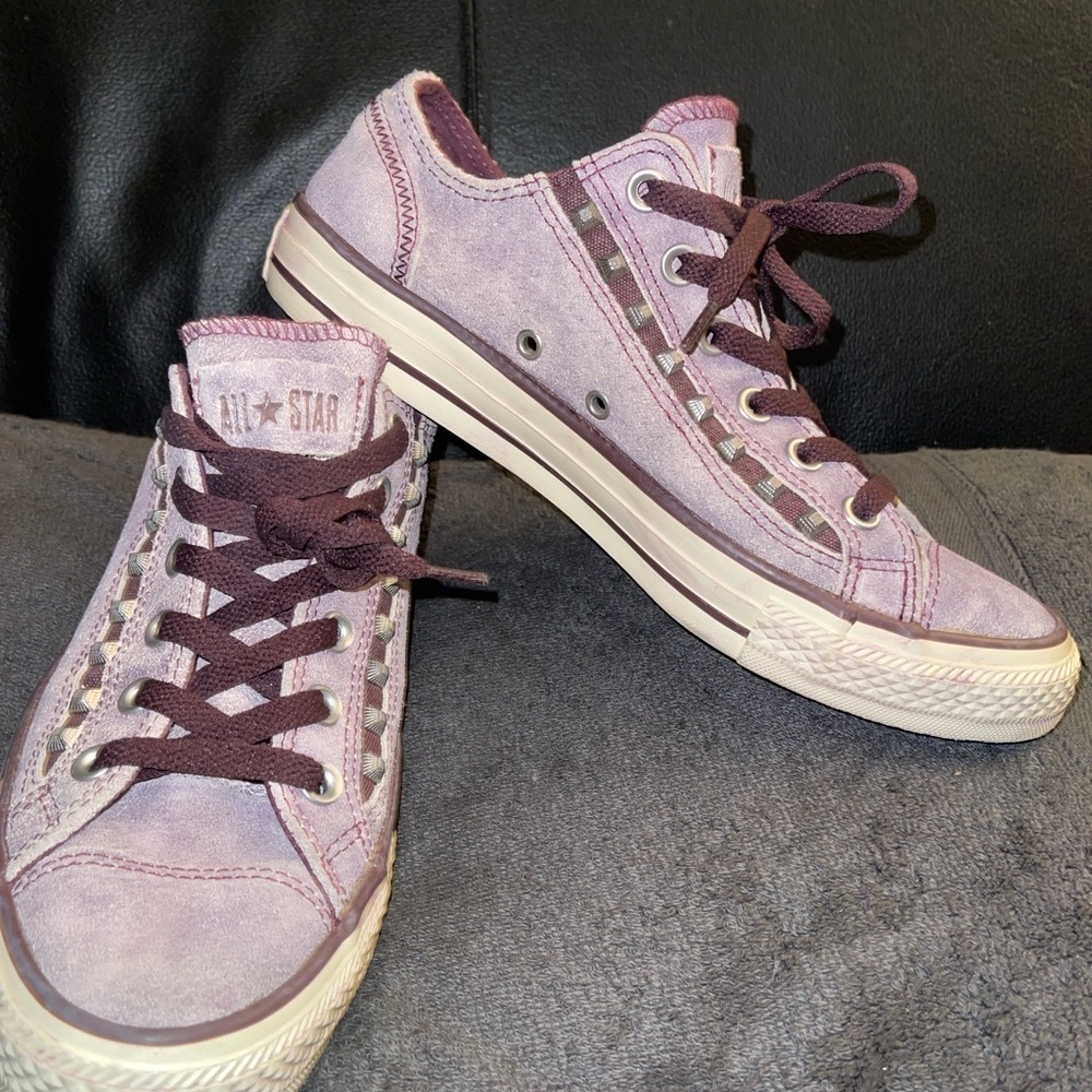 Converse VINTAGE All Star Suede Studded Sneakers Eggplant Size 9 W 7.5 M RARE